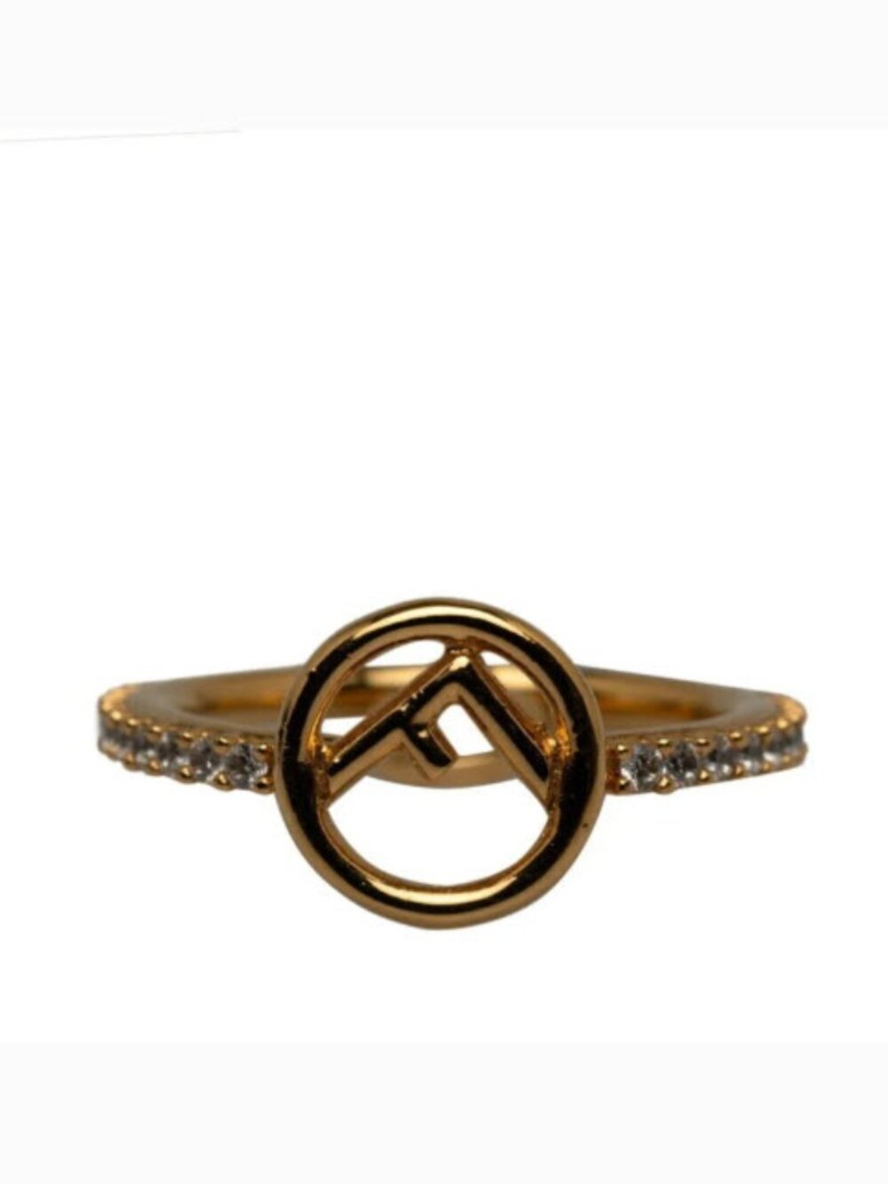 NEW IN BOX Fendi F Logo Gold/Crystal Ring Size L
